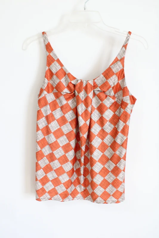 New York & Co. Orange Check Tank | M metallic tank top