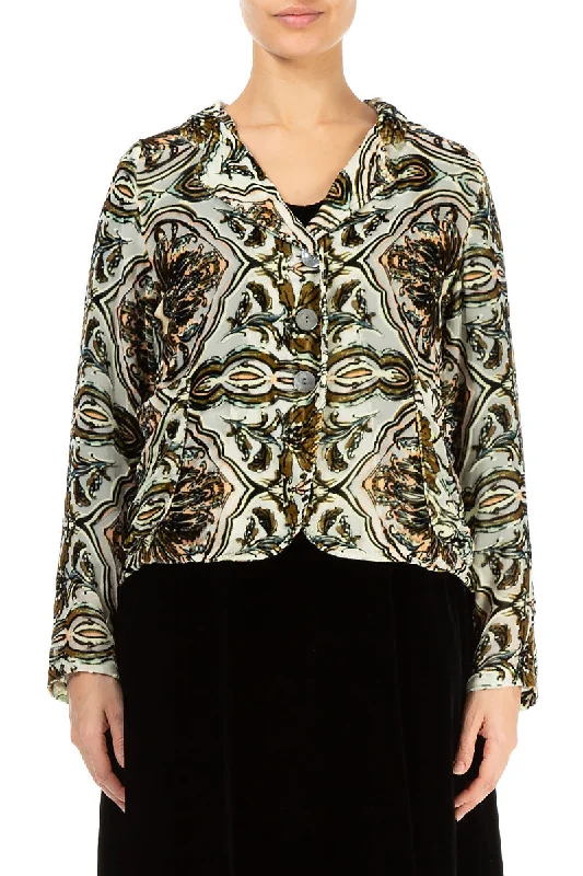 Buttoned Devoré Ornament Silk Velvet Jacket Wool Jacket Cashmere Jacket Tweed Jacket Buttoned Devoré Ornament Silk Velvet Jacket Wool Jacket Cashmere Jacket Tweed Jacket