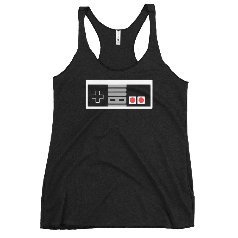 Classic 80's Style Game Controller Women's Racerback Tank Top Shirt navy tank top