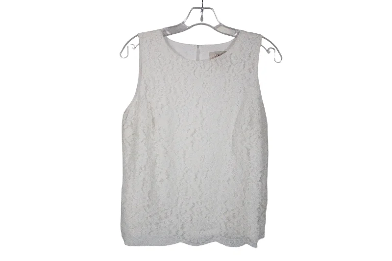 Ann Taylor LOFT White Lace Tank | S Petite fitness tank top