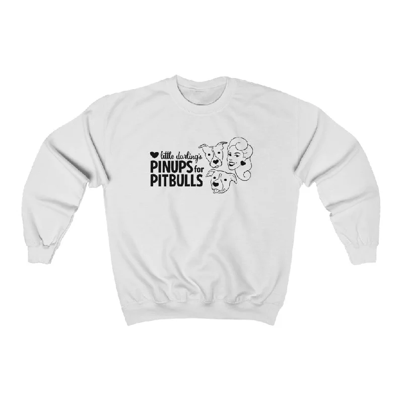 Unisex | Pinups For Pitbulls 3 Face Logo | Crewneck Sweatshirt Hoodie with Hem Applique Textured Unique Unisex | Pinups For Pitbulls 3 Face Logo | Crewneck Sweatshirt Hoodie with Hem Applique Textured Unique