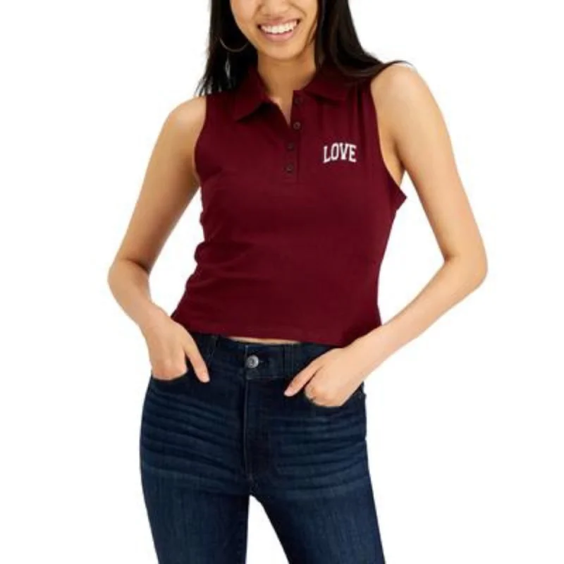 PLANET GOLD - Embroidered Polo Tank Top turquoise tank top