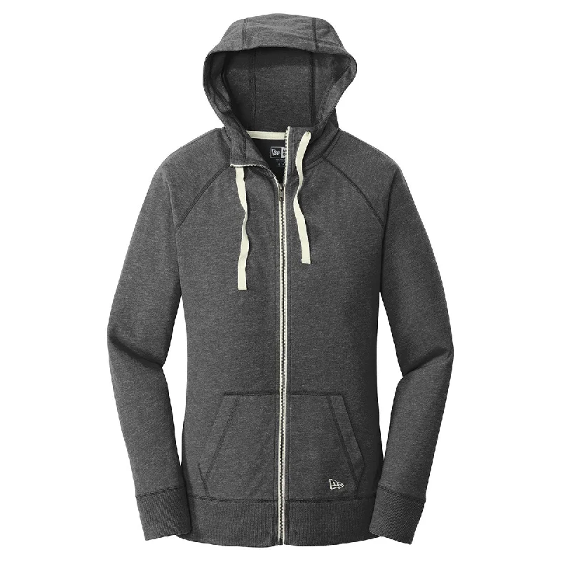 New Era Women's Black Heather Sueded Cotton Full Zip Hoodie Hoodie with Reflective Safety Nightwear New Era Women's Black Heather Sueded Cotton Full Zip Hoodie Hoodie with Reflective Safety Nightwear