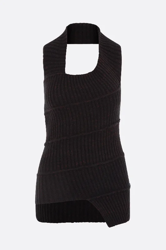 cotton blend sleeveless pullover One Shoulder Top