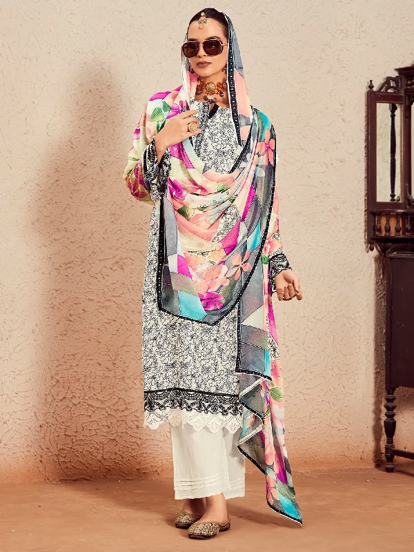 Women Off White Printed Straight Kurta Trousers With Dupatta Set Trousers Hiking Durable Women Off White Printed Straight Kurta Trousers With Dupatta Set Trousers Hiking Durable