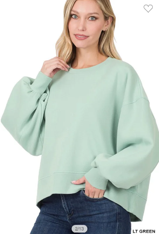 Sea Green Crop Sweatshirt Hoodie with Drawcord Adjustable Secure