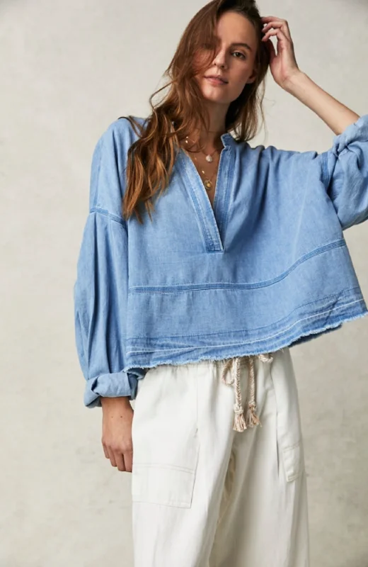 Free People - Jude Denim Pullover Flare Sleeve Stylish