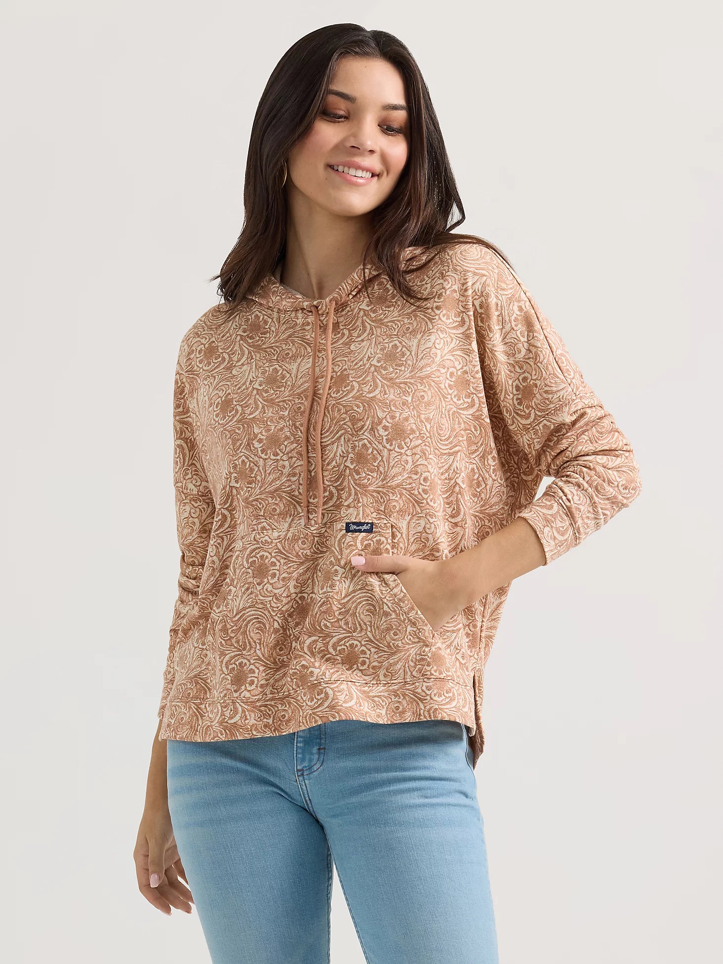 Wrangler Geometric Relaxed Pullover Hoodie Slim Sleeve Pullover