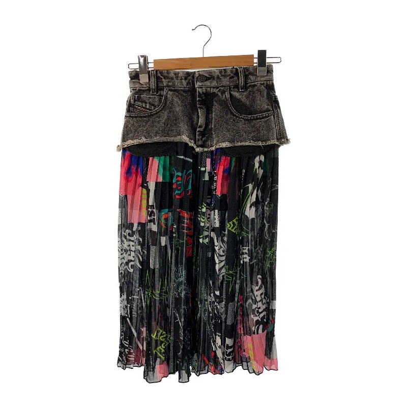 DIESEL/Skirt/26/Multicolor/Denim/All Over Print/ leather skirt modern