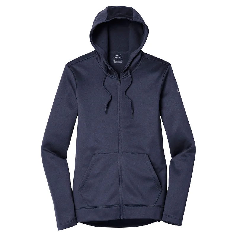Nike Women's Midnight Navy Therma-FIT Full-Zip Fleece Hoodie Hoodie with Puffed Sleeves Voluminous Trendy Nike Women's Midnight Navy Therma-FIT Full-Zip Fleece Hoodie Hoodie with Puffed Sleeves Voluminous Trendy