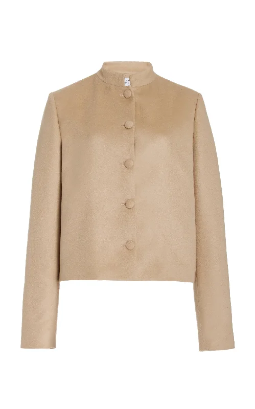Larrington Jacket in Camel Winter Silk Jersey Jacket Tulle Jacket Batik Jacket