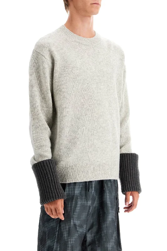 Dries Van Noten Mumu Pullover With Maxi Cuffs Crew Neck Wool