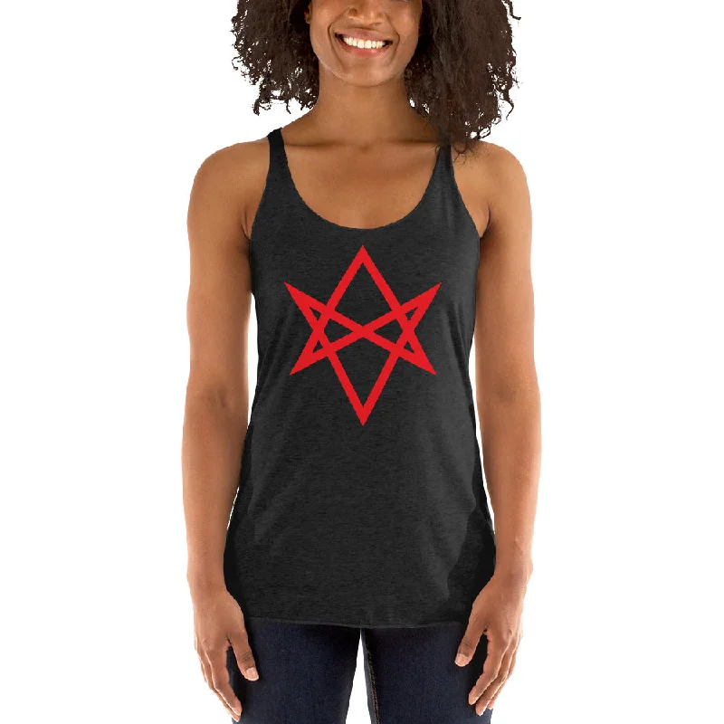 Red Unicursal Hexagram Six Pointed Star Women's Racerback Tank Top Shirt workout tank top Red Unicursal Hexagram Six Pointed Star Women's Racerback Tank Top Shirt workout tank top