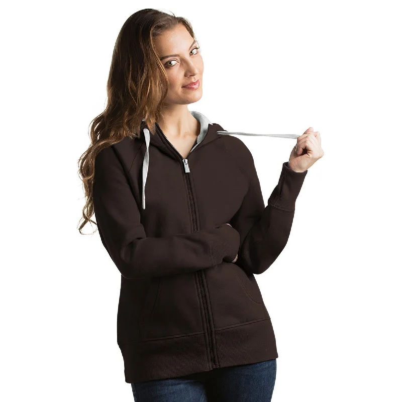 Antigua Women's Brown Victory Hoodie Hoodie with Stripes Bold Sporty