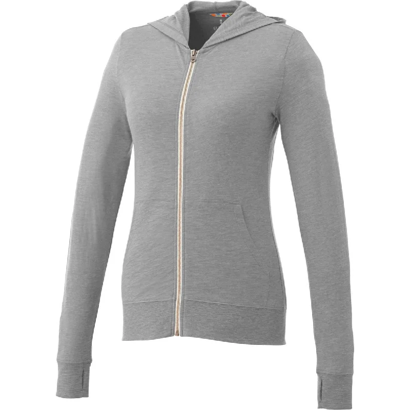 Elevate Women's Heather Grey Garner Knit Full Zip Hoodie Hoodie with Drawcord Adjustable Secure Elevate Women's Heather Grey Garner Knit Full Zip Hoodie Hoodie with Drawcord Adjustable Secure