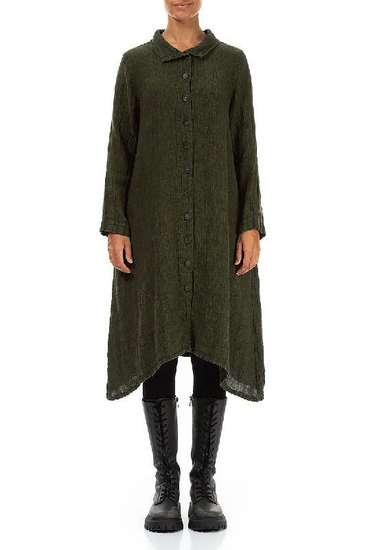 Buttoned Olive Mélange Linen Jacket Wool Jacket Cashmere Jacket Tweed Jacket