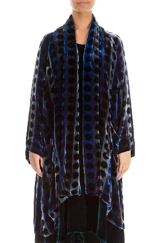 Open Patterned Blue Silk Velvet Jacket Mesh Jacket Canvas Jacket Denim Jacket