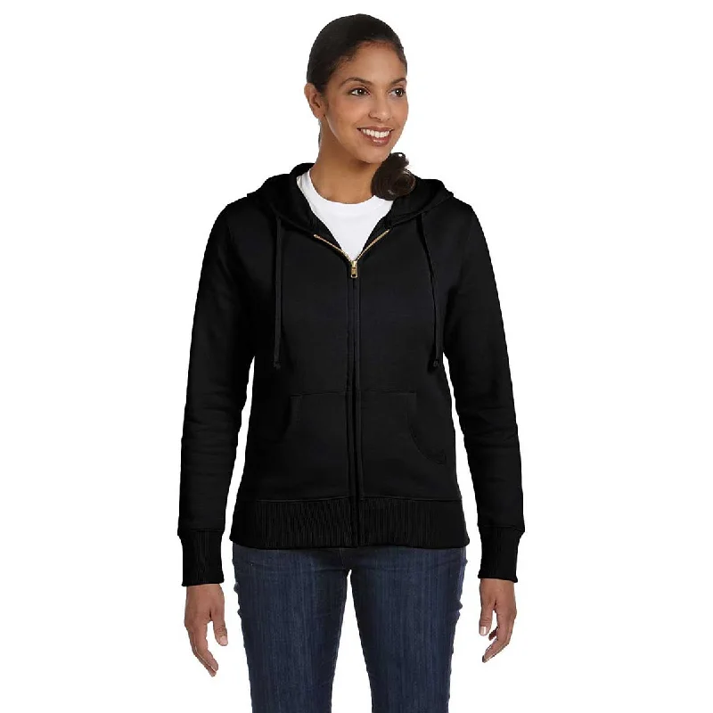 Econscious Women's Black Organic/Recyclyed Full-Zip Hoodie Hoodie with Snap Buttons Easy Quick Econscious Women's Black Organic/Recyclyed Full-Zip Hoodie Hoodie with Snap Buttons Easy Quick