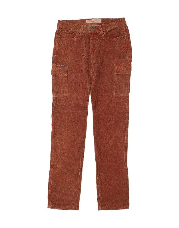 UNLIMITED Womens Corduroy Cargo Trousers W28 L32 Red Cotton Trousers stylish elegant