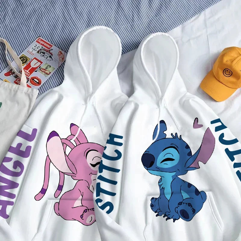 Disney Hoodie Fashion Stitch Angel Monster Letter Cartoon Sweatshirt Pullover Cute Harajuku Unisex Women's Pocket Top Hoodie with Hem Contrast Bold Stylish Disney Hoodie Fashion Stitch Angel Monster Letter Cartoon Sweatshirt Pullover Cute Harajuku Unisex Women's Pocket Top Hoodie with Hem Contrast Bold Stylish