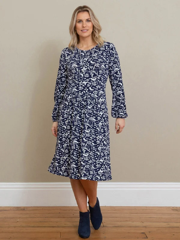 Arne jersey dress garden birds