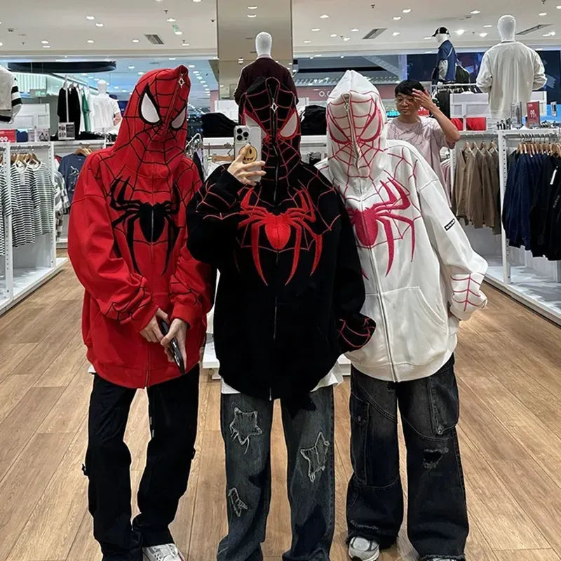Y2K Spider Web Graphic Men Hoodies Harajuku Hip Hop Full Zipper Jacket Coat Streetwear Women Gothic Punk Loose Pocket Sweatshirt Hoodie with Hem Applique Textured Unique Y2K Spider Web Graphic Men Hoodies Harajuku Hip Hop Full Zipper Jacket Coat Streetwear Women Gothic Punk Loose Pocket Sweatshirt Hoodie with Hem Applique Textured Unique