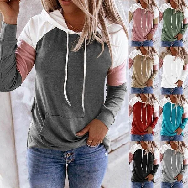 Winter Women’s Fashion Casual Sweatshirts Long Sleeve Hooded Pullover Loose Block Color Pockets Sweatshirts Over Sleeve Pullover Winter Women’s Fashion Casual Sweatshirts Long Sleeve Hooded Pullover Loose Block Color Pockets Sweatshirts Over Sleeve Pullover
