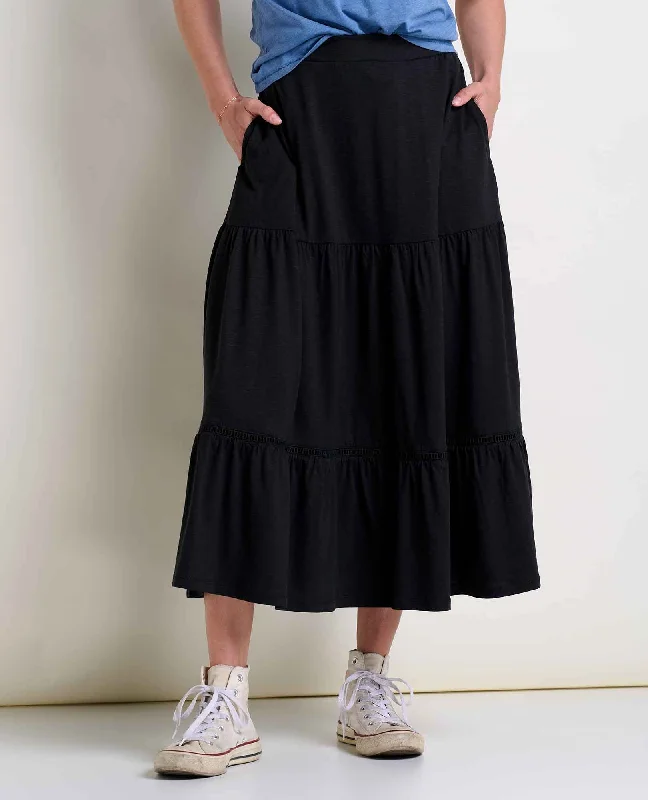 Marigold Tiered Midi Skirt leather skirt bold