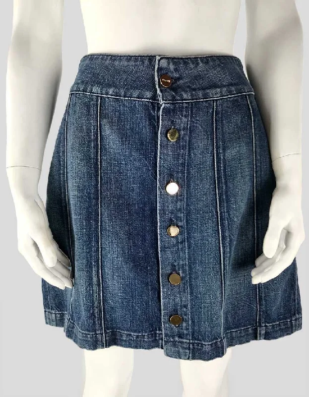Frame Denim Button Front Denim Mini Skirt Size 27 US pleated skirt texture