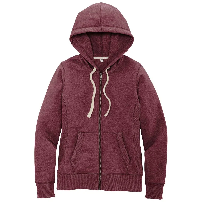 District Women's Maroon Heather Re-Fleece Full-Zip Hoodie Hoodie with Hem Applique Textured Unique District Women's Maroon Heather Re-Fleece Full-Zip Hoodie Hoodie with Hem Applique Textured Unique