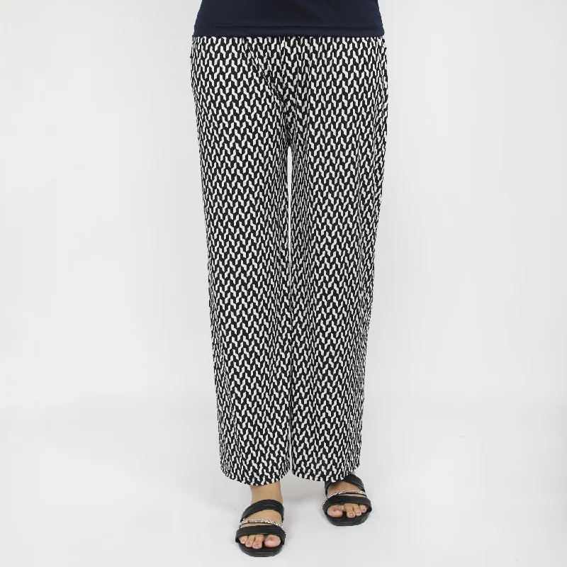 Women's Printed Trouser - Black Trousers Leisure Comfortable