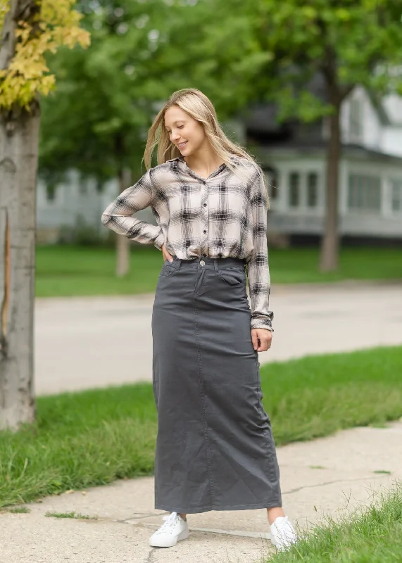 Stella Steel Long Denim Maxi Skirt - FINAL SALE velvet skirt luxury