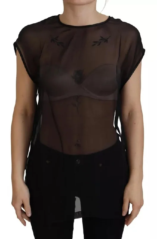 Dolce & Gabbana Black Mesh Transparent Blouse Pullover Women's Top (Pre-Owned) Short Sleeve Top Dolce & Gabbana Black Mesh Transparent Blouse Pullover Women's Top (Pre-Owned) Short Sleeve Top