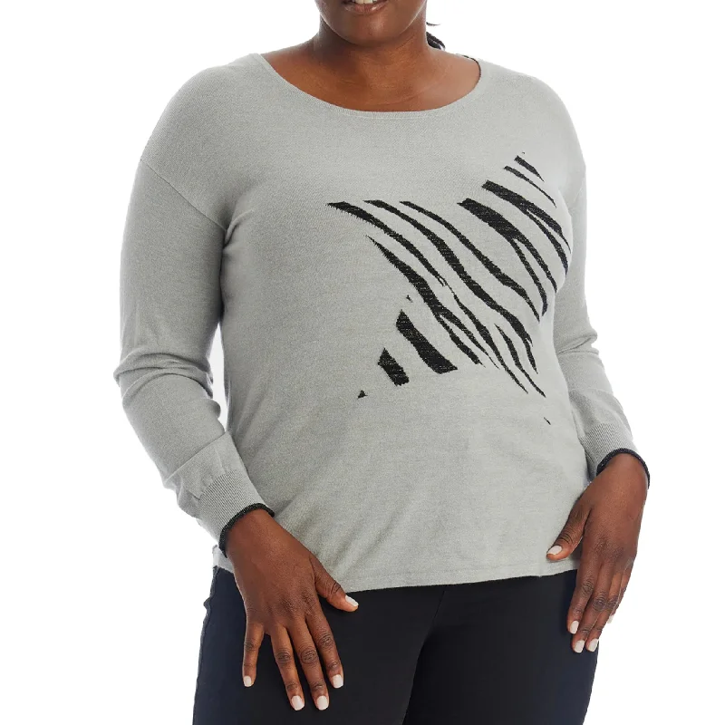 Adyson Parker Women's Plus Cozy Soft Knit Star Pullover Sweater Batwing Sleeve Top