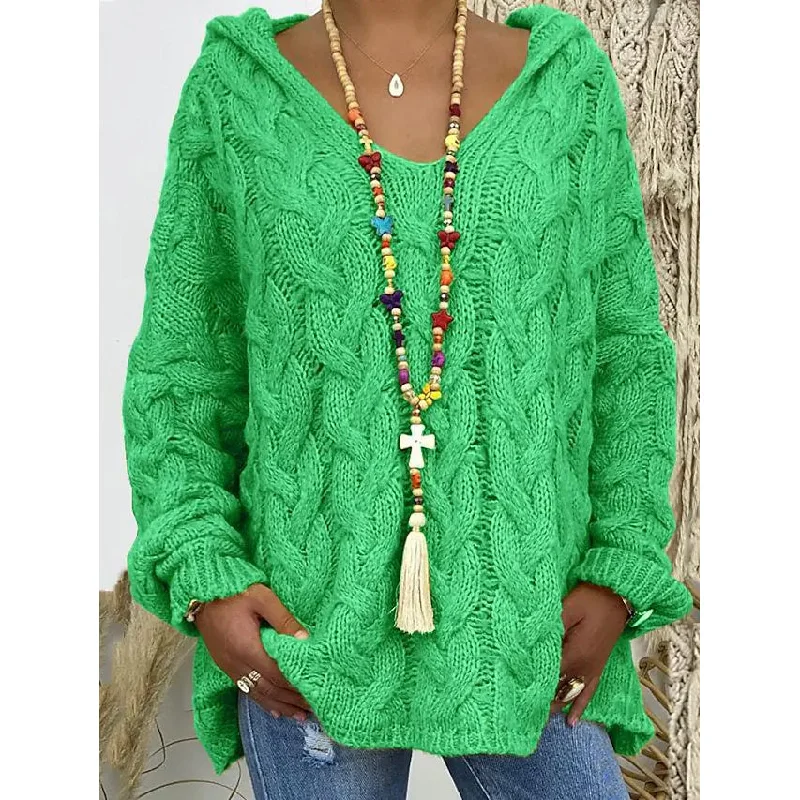 Women's Sweater Oversized Pullover Jumper Knitted Solid Color Three Quarter Sleeve