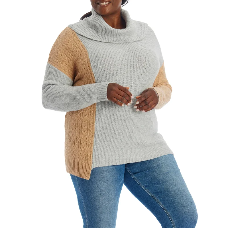 Adyson Parker Women's Plus Cozy Asymmetrical Hem Color Block Cowl Neck Soft Knit Pullover Sweater Ruffled Neck Pullover Adyson Parker Women's Plus Cozy Asymmetrical Hem Color Block Cowl Neck Soft Knit Pullover Sweater Ruffled Neck Pullover