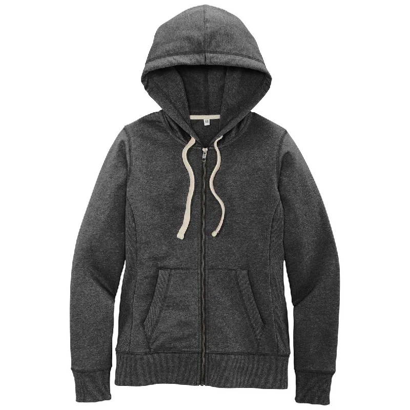 District Women's Charcoal Heather Re-Fleece Full-Zip Hoodie Hoodie with Hem Lace Feminine Delicate District Women's Charcoal Heather Re-Fleece Full-Zip Hoodie Hoodie with Hem Lace Feminine Delicate
