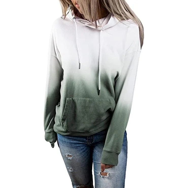 Women's Casual Hooded Sweatshirt Loose Drawstring Pullover Hoodie Zipper Front Cardigan
