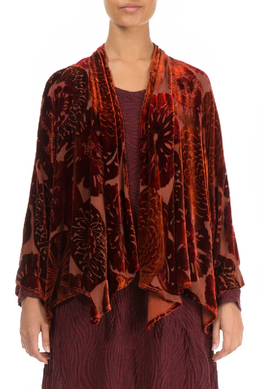 Short Devoré Flowers Brick Silk Velvet Jacket Striped Jacket Polka Dot Jacket Floral Jacket Short Devoré Flowers Brick Silk Velvet Jacket Striped Jacket Polka Dot Jacket Floral Jacket