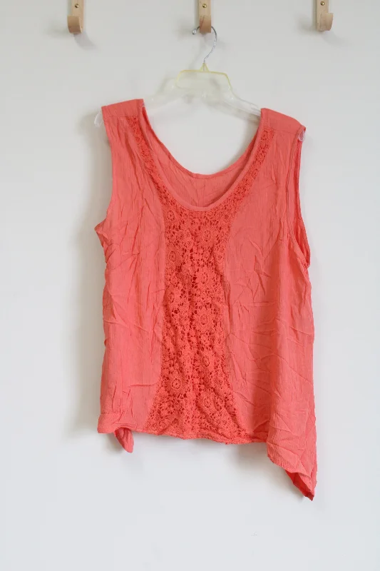 NEW Simply Noelle Pink Eyelet & Crochet Reversable Tank | XXL essential tank top