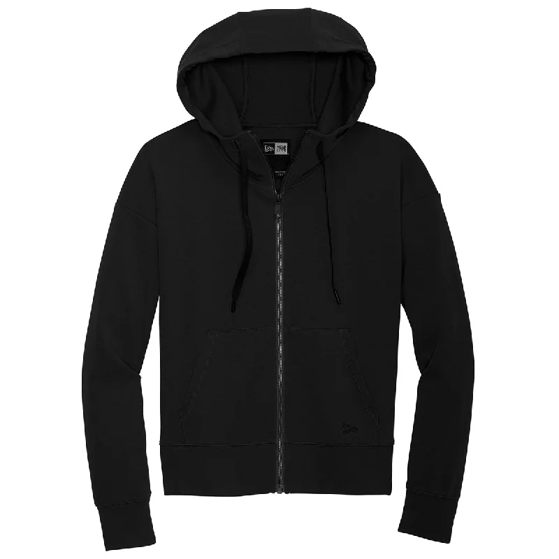 New Era Women's Black STS Full-Zip Hoodie Hoodie Dress Longline Feminine