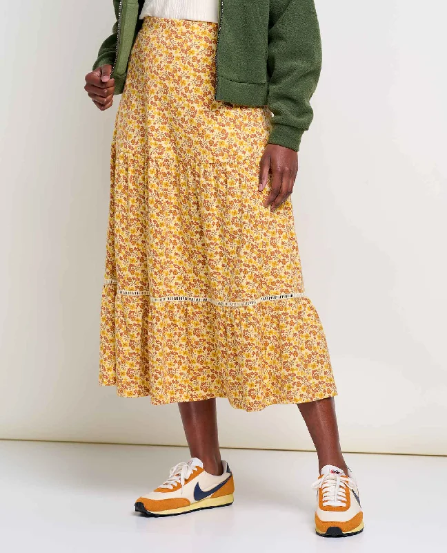 Marigold Tiered Midi Skirt silk skirt elegant