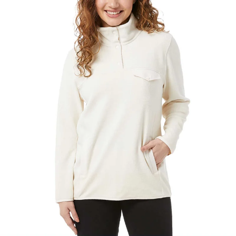 32 Degrees Women's Soft Fleece Button Snap Sweatshirt Pullover Top Textured Knit Design 32 Degrees Women's Soft Fleece Button Snap Sweatshirt Pullover Top Textured Knit Design