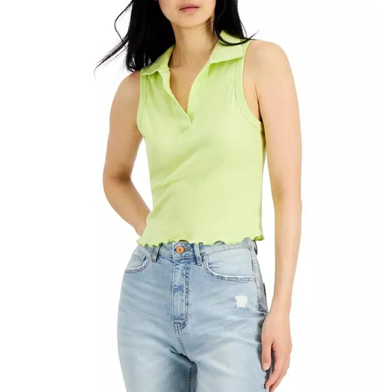JUST POLLY - Cropped Polo Tank Top strapless tank top