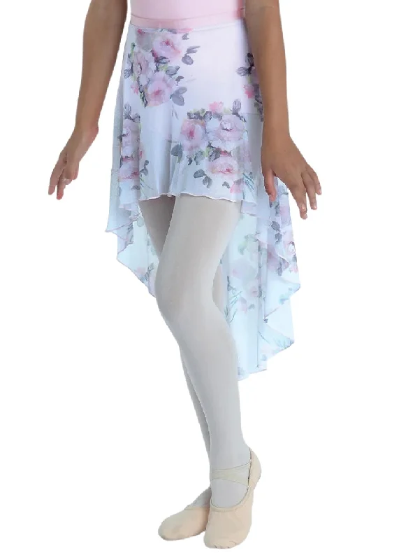 High-Low Long Pull-On Skirt (Pink Roses) linen skirt natural