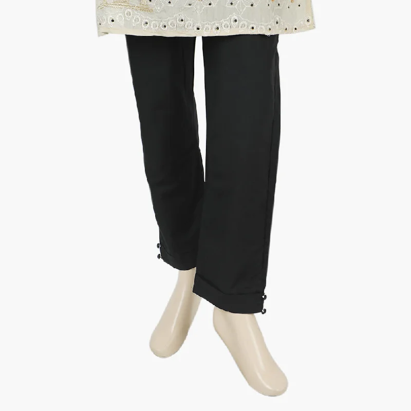 Women's Woven Trouser - Black Trousers trendy modern