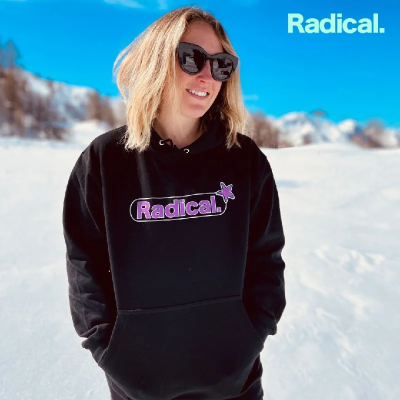 Radical. Star Unisex Hoodie - Black Hoodie with Lace Feminine Delicate