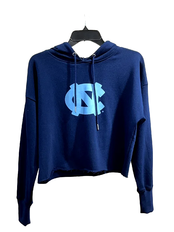 UNC Logo Cropped Women's Hoodie Hoodie with Frayed Bohemian Relaxed