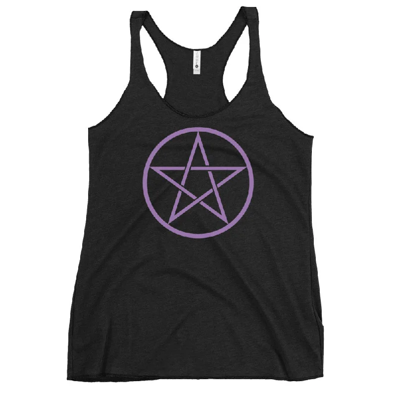 Purple Goth Wiccan Woven Pentagram Women's Racerback Tank Top Shirt stylish tank top Purple Goth Wiccan Woven Pentagram Women's Racerback Tank Top Shirt stylish tank top