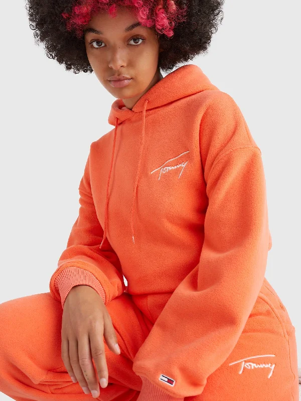 Tommy Hilfiger Bold Polar Fleece Winterized Hoodie - Women Hoodie with Longline Fit Extended Stylish Tommy Hilfiger Bold Polar Fleece Winterized Hoodie - Women Hoodie with Longline Fit Extended Stylish